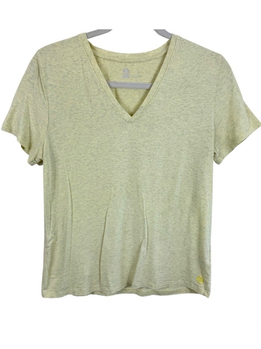 Tasc Performance Women Yellow Heather V-Neck Bamboo Cotton Short Tee Shirt Small